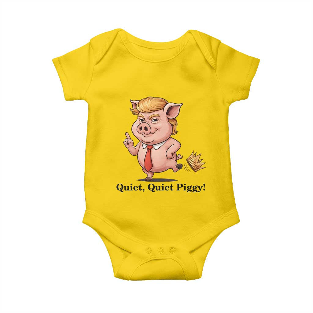 Quiet Quiet Piggy Baby Onesie Funny No Kings Pig Political - Print Your Wear