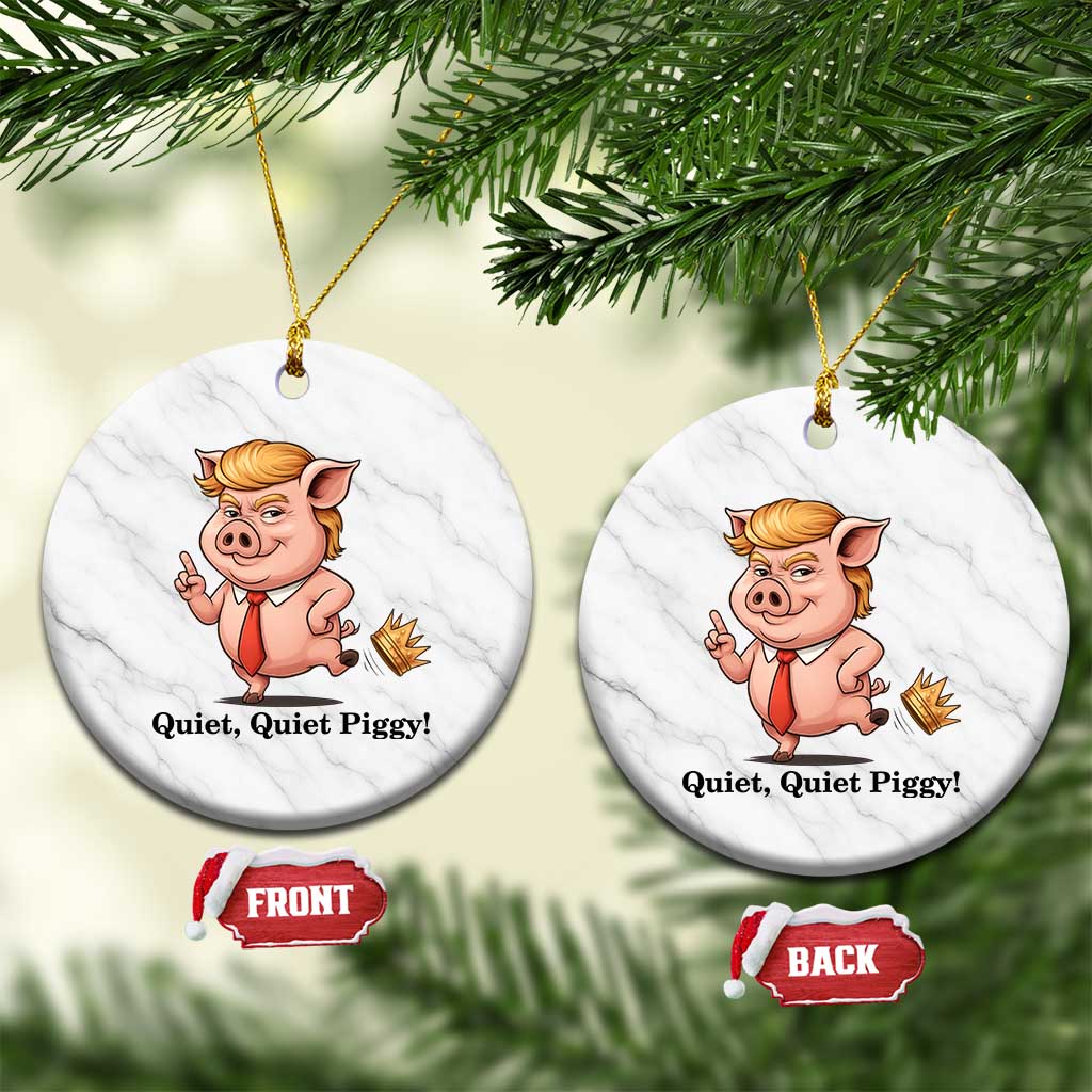 Quiet Quiet Piggy Ceramic Ornament Funny No Kings Pig Political TS12 1pc White Marble Print Your Wear