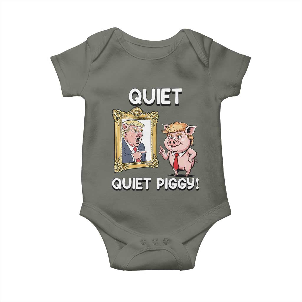 Resistance Movement Quiet Quiet Piggy Baby Onesie Funny Pig Political TS12 Military Green Print Your Wear