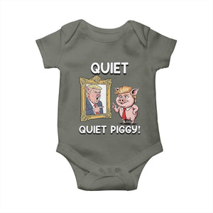 Resistance Movement Quiet Quiet Piggy Baby Onesie Funny Pig Political TS12 Military Green Print Your Wear