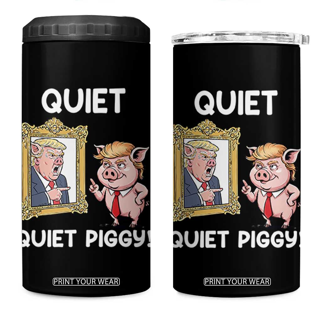 Resistance Movement Quiet Quiet Piggy 4 in 1 Can Cooler Tumbler Funny Pig Political TS12 One Size: 16 oz Black Print Your Wear