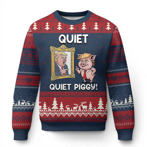 Resistance Movement Quiet Quiet Piggy Ugly Christmas Sweater Funny Pig Political TS12 Navy Red Print Your Wear