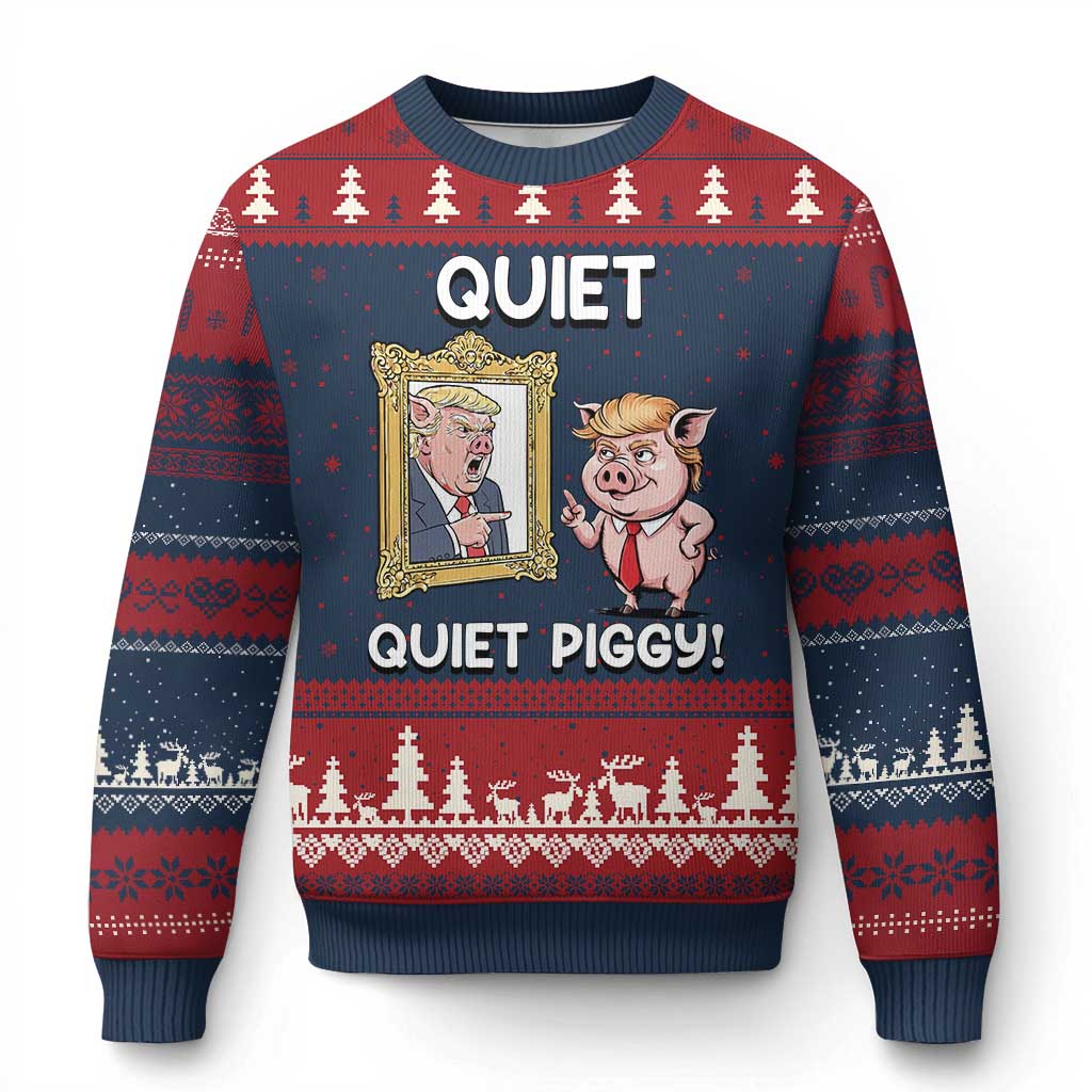 Resistance Movement Quiet Quiet Piggy Ugly Christmas Sweater Funny Pig Political TS12 Navy Red Print Your Wear