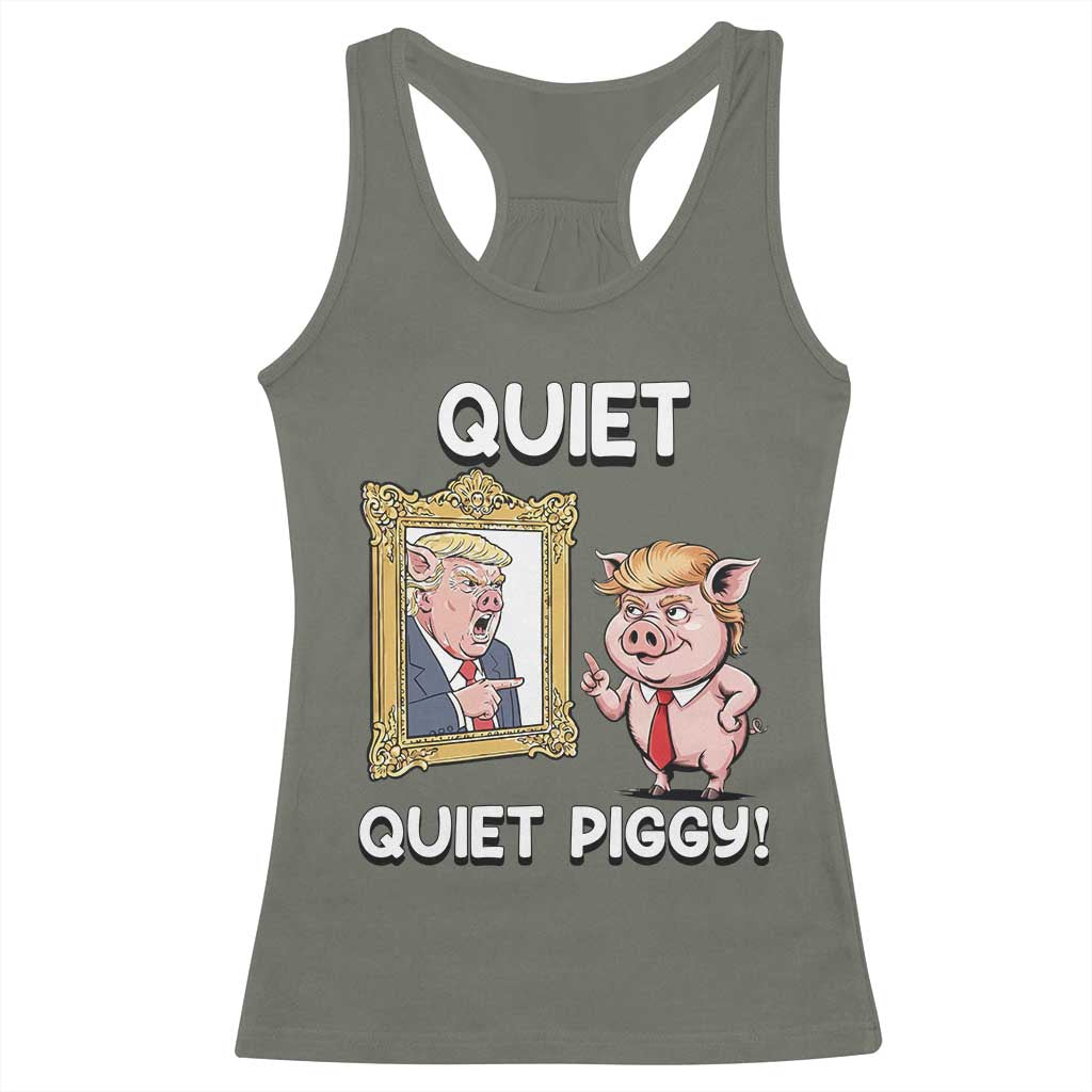 Resistance Movement Quiet Quiet Piggy Racerback Tank Top Funny Pig Political TS12 Military Green Print Your Wear