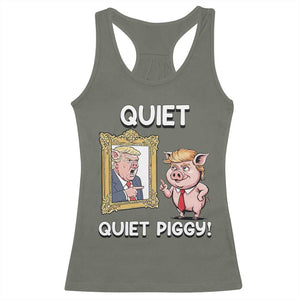 Resistance Movement Quiet Quiet Piggy Racerback Tank Top Funny Pig Political TS12 Military Green Print Your Wear
