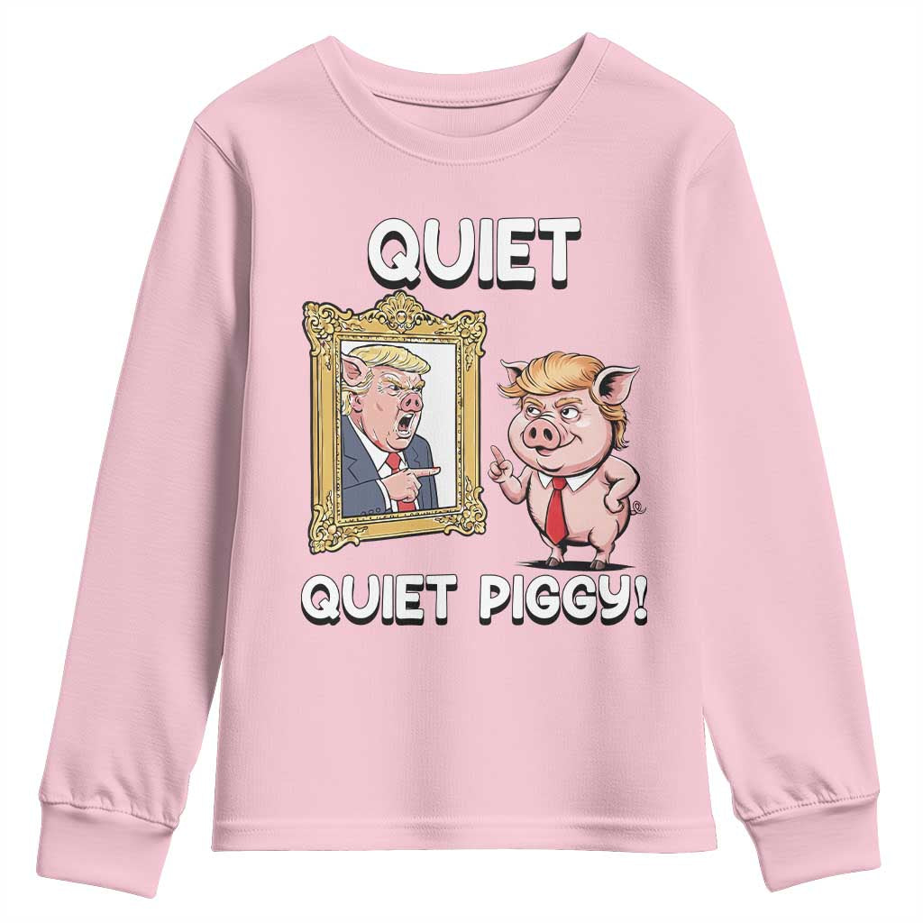 Resistance Movement Quiet Quiet Piggy Youth Sweatshirt Funny Pig Political TS12 Light Pink Print Your Wear