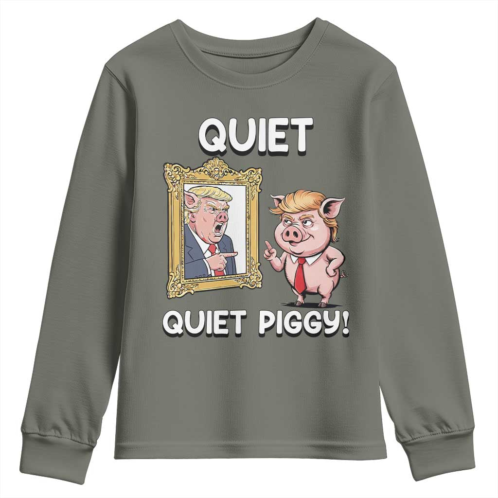 Resistance Movement Quiet Quiet Piggy Youth Sweatshirt Funny Pig Political TS12 Military Green Print Your Wear