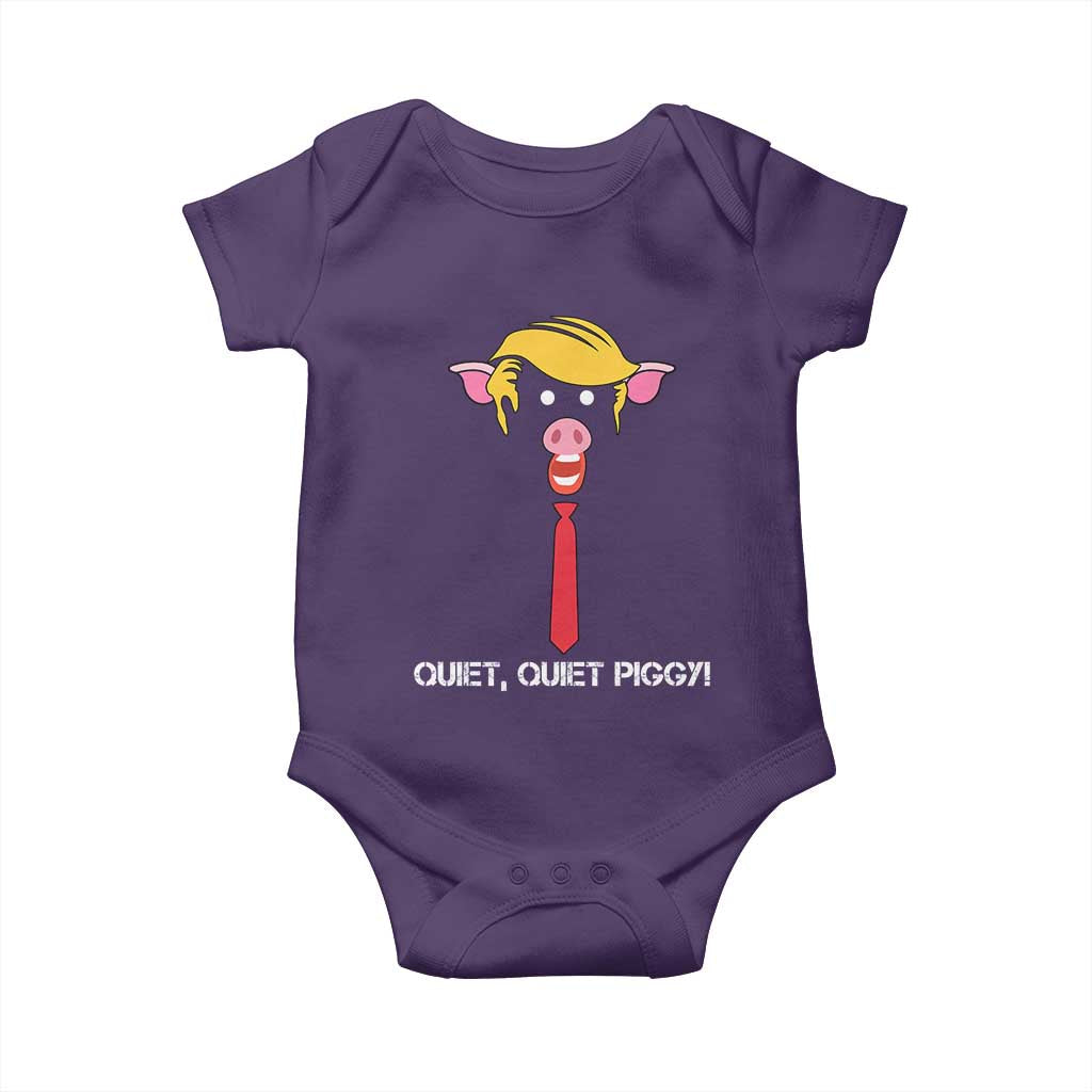 Quiet Quiet Piggy Meme Baby Onesie Anti Authoritarian Political Gag Gift TS12 Purple Print Your Wear