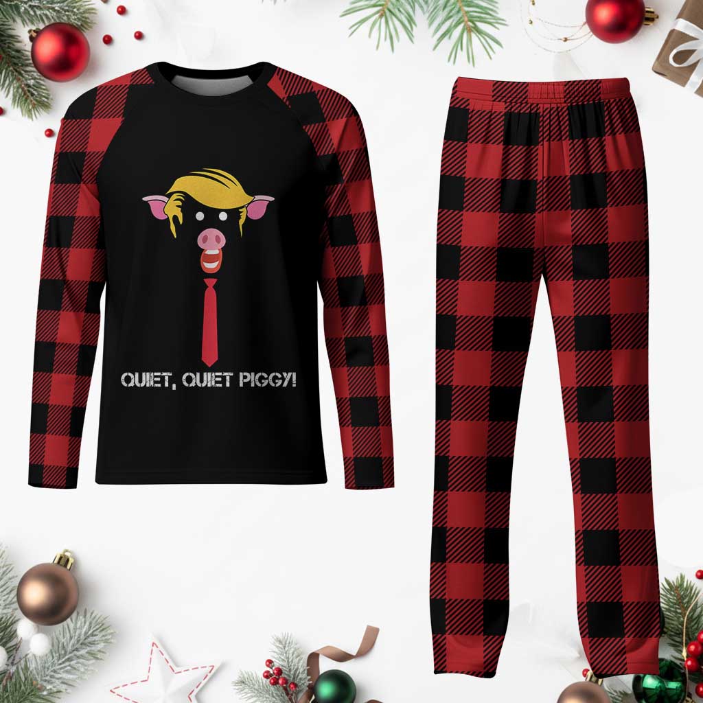 Quiet Quiet Piggy Meme Plaid Pajama Set Anti Authoritarian Political Gag Gift TS12 Buffalo Plaid Print Your Wear