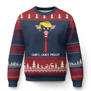 Quiet Quiet Piggy Meme Ugly Christmas Sweater Anti Authoritarian Political Gag Gift TS12 Navy Red Print Your Wear