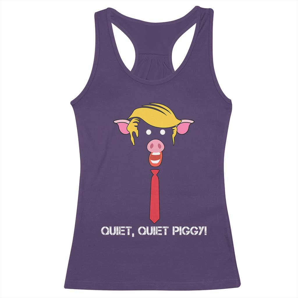 Quiet Quiet Piggy Meme Racerback Tank Top Anti Authoritarian Political Gag Gift TS12 Purple Print Your Wear