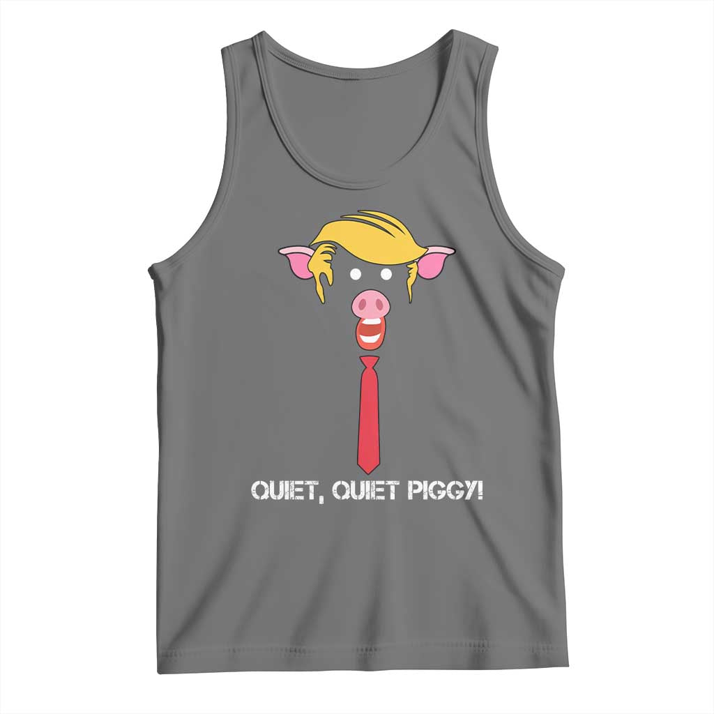 Quiet Quiet Piggy Meme Tank Top Anti Authoritarian Political Gag Gift TS12 Black Heather Print Your Wear