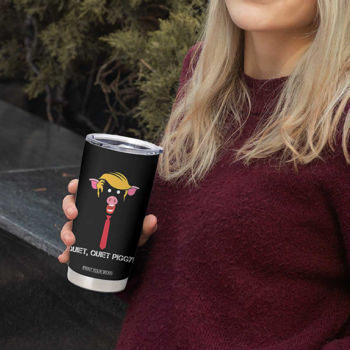 Quiet Quiet Piggy Meme Tumbler Cup Anti Authoritarian Political Gag Gift TS12 Print Your Wear
