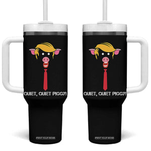 Quiet Quiet Piggy Meme Tumbler With Handle Anti Authoritarian Political Gag Gift TS12 One Size: 40 oz Black Print Your Wear