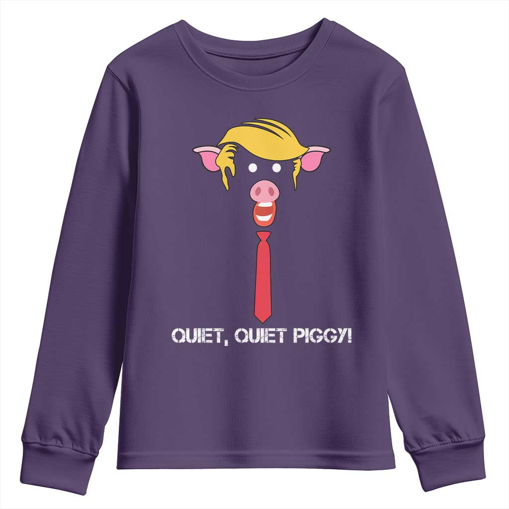Quiet Quiet Piggy Meme Youth Sweatshirt Anti Authoritarian Political Gag Gift TS12 Purple Print Your Wear