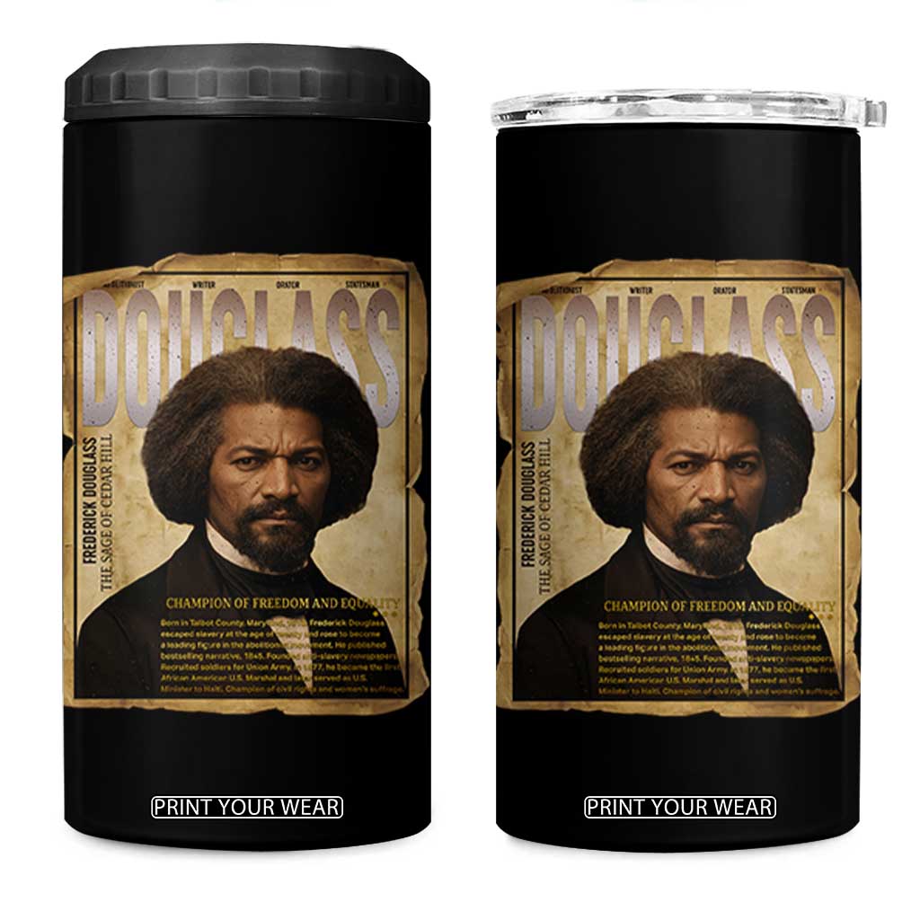 Frederick Douglass Historical Newspaper 4 in 1 Can Cooler Tumbler The Sage Of Cedar Hill TS12 One Size: 16 oz Black Print Your Wear