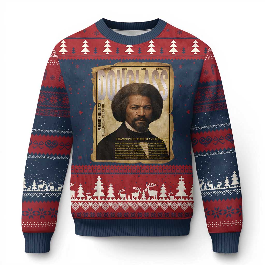 Frederick Douglass Historical Newspaper Ugly Christmas Sweater The Sage Of Cedar Hill TS12 Navy Red Print Your Wear