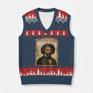 Frederick Douglass Historical Newspaper V-Neck Knit Sweater Vest The Sage Of Cedar Hill TS12 Navy Red Print Your Wear