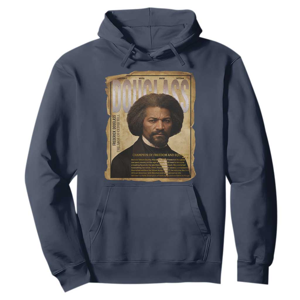 Frederick Douglass Historical Newspaper Hoodie The Sage Of Cedar Hill TS12 Navy Print Your Wear