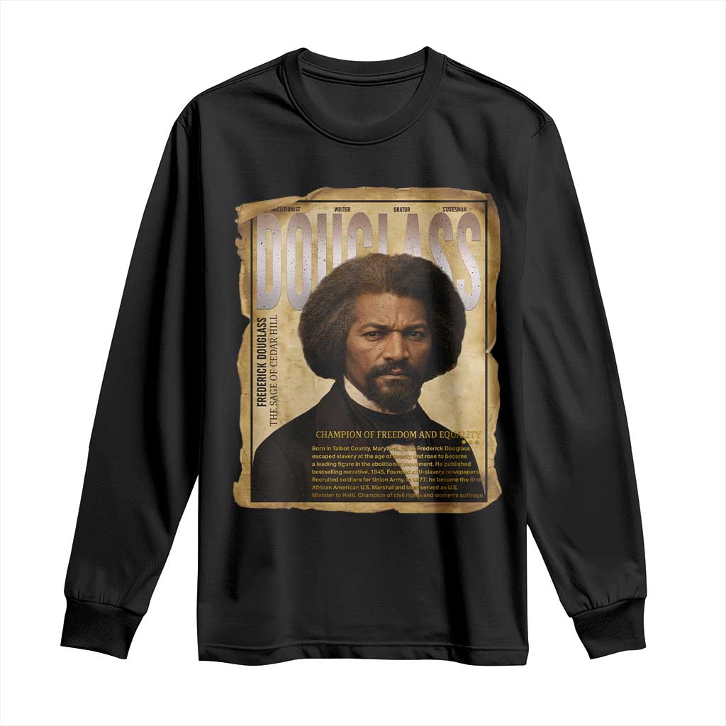 Frederick Douglass Historical Newspaper Long Sleeve Shirt The Sage Of Cedar Hill TS12 Black Print Your Wear
