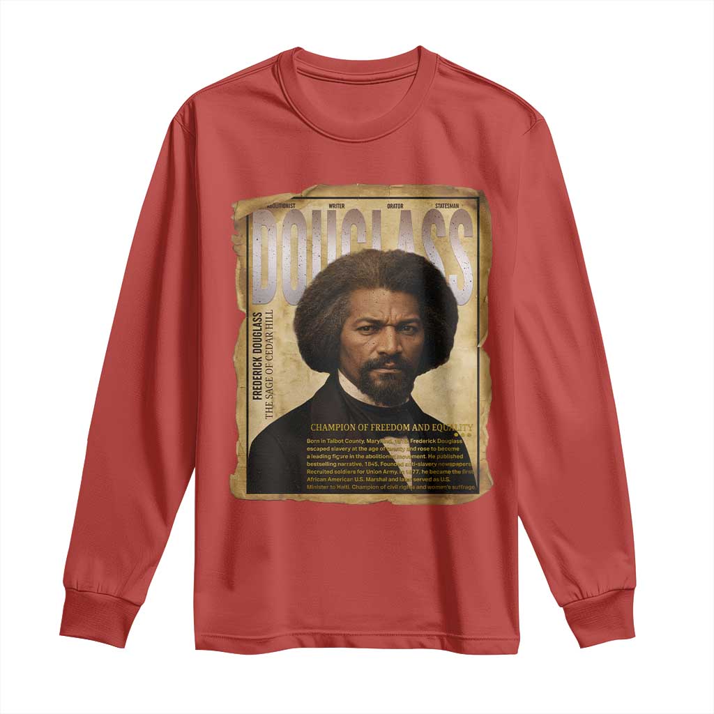 Frederick Douglass Historical Newspaper Long Sleeve Shirt The Sage Of Cedar Hill TS12 Red Print Your Wear