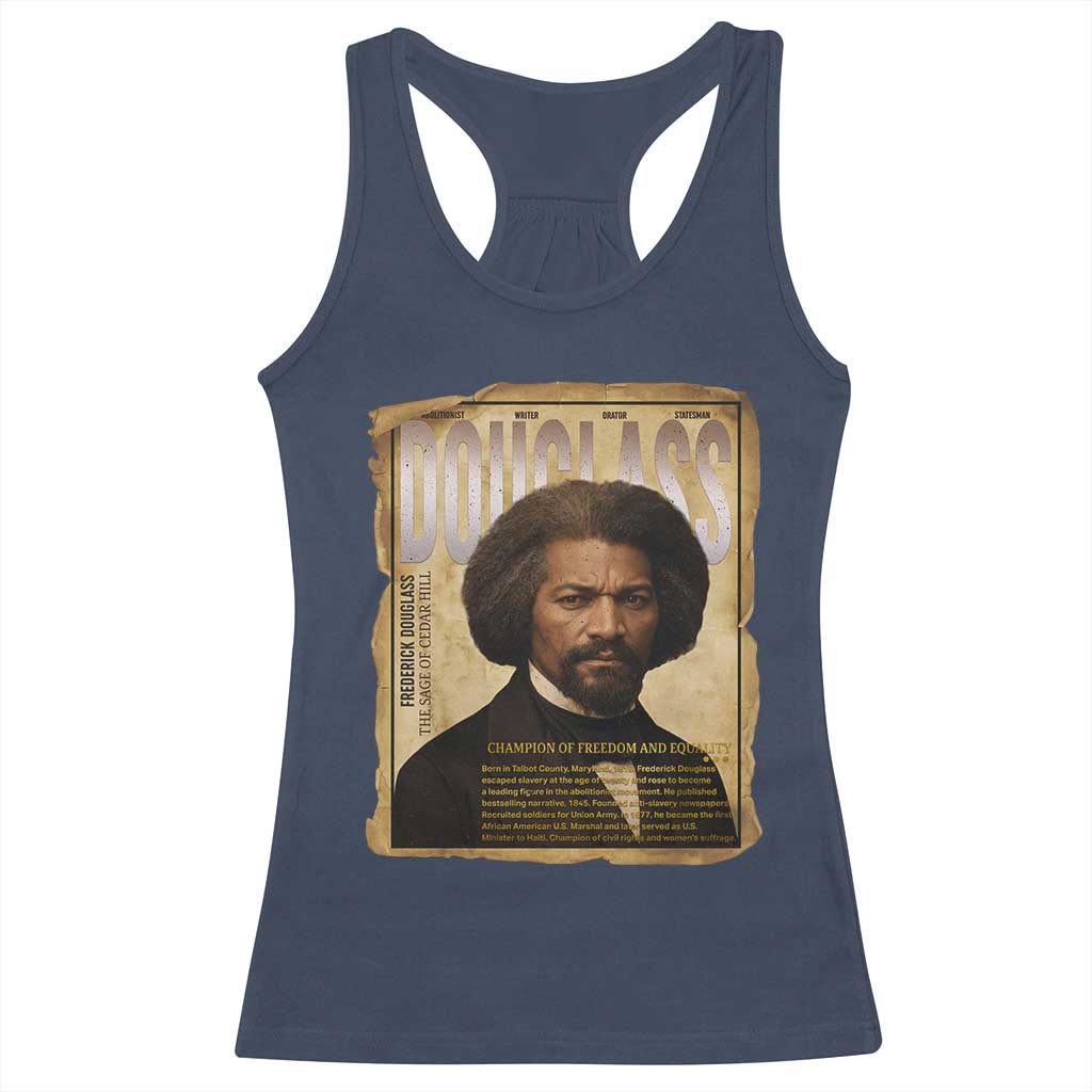 Frederick Douglass Historical Newspaper Racerback Tank Top The Sage Of Cedar Hill TS12 Navy Print Your Wear