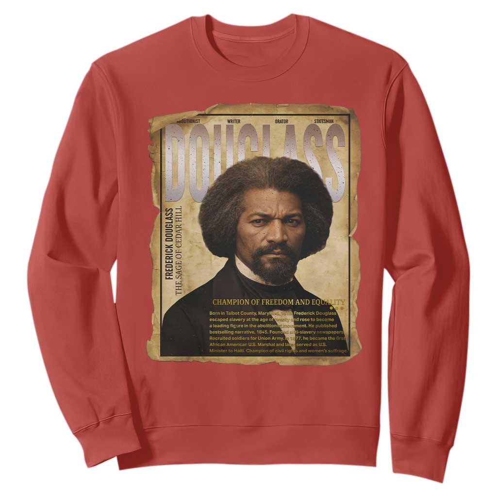 Frederick Douglass Historical Newspaper Sweatshirt The Sage Of Cedar Hill TS12 Red Print Your Wear