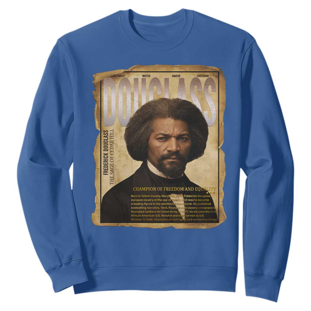 Frederick Douglass Historical Newspaper Sweatshirt The Sage Of Cedar Hill TS12 Royal Blue Print Your Wear