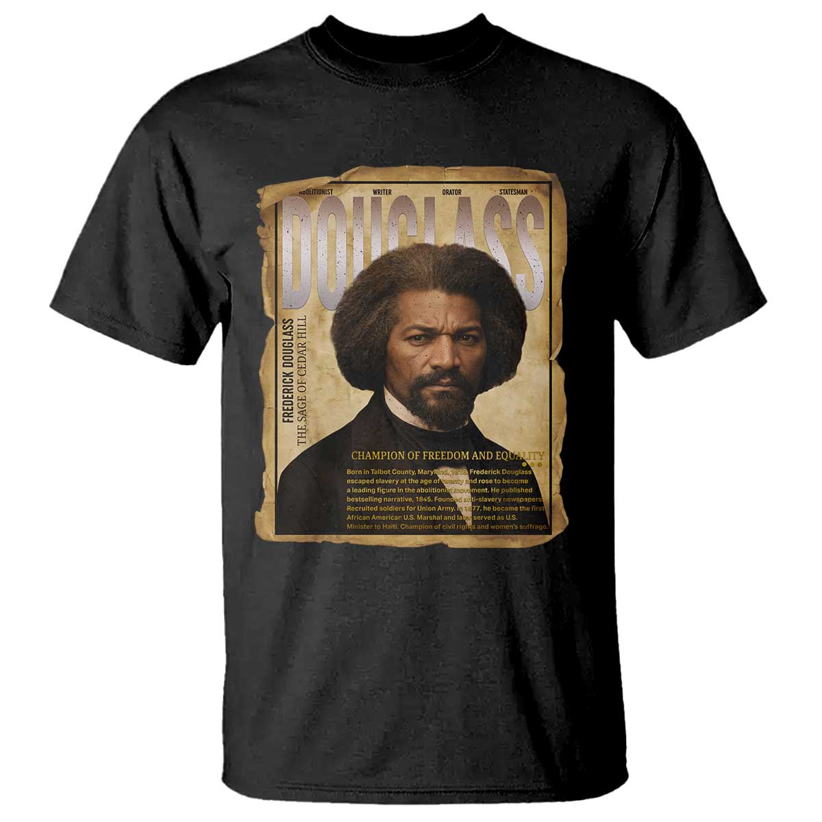 Frederick Douglass Historical Newspaper T Shirt The Sage Of Cedar Hill TS12 Black Print Your Wear