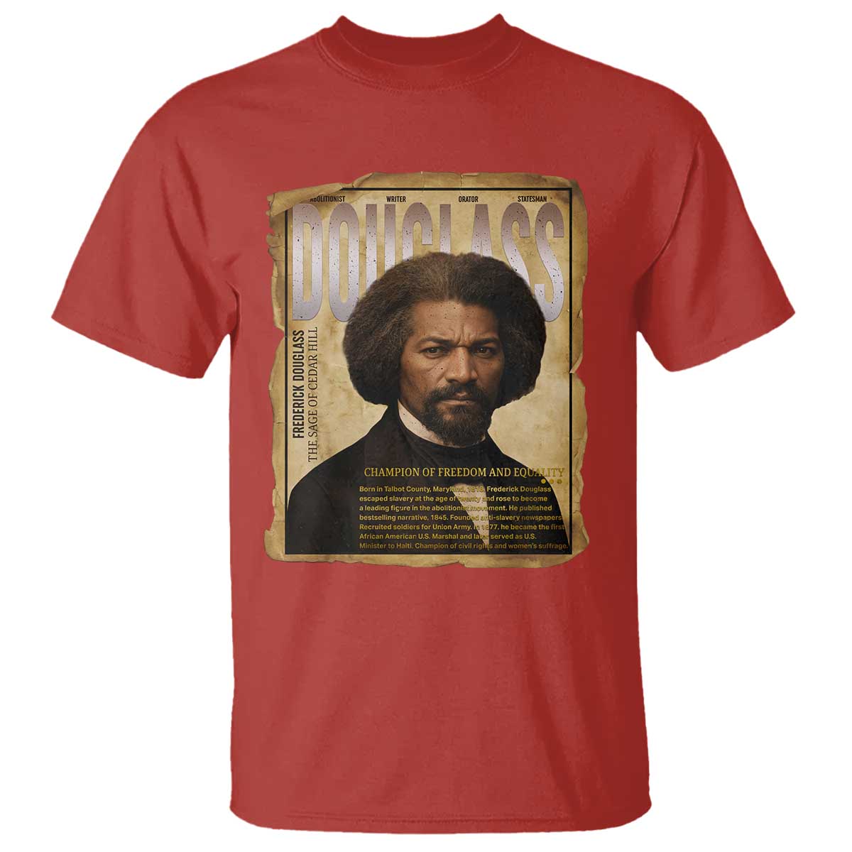 Frederick Douglass Historical Newspaper T Shirt The Sage Of Cedar Hill TS12 Red Print Your Wear