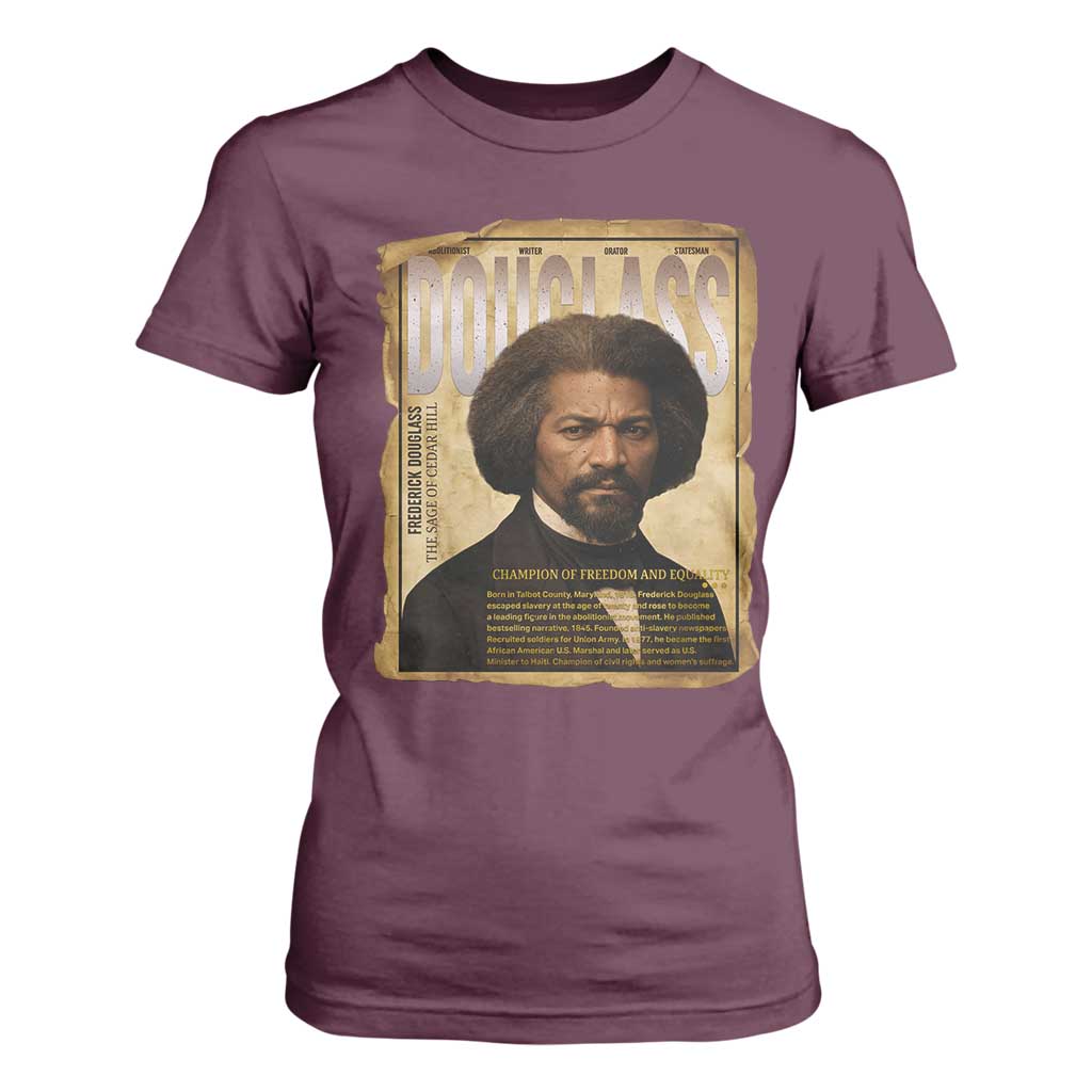 Frederick Douglass Historical Newspaper T Shirt For Women The Sage Of Cedar Hill TS12 Maroon Print Your Wear