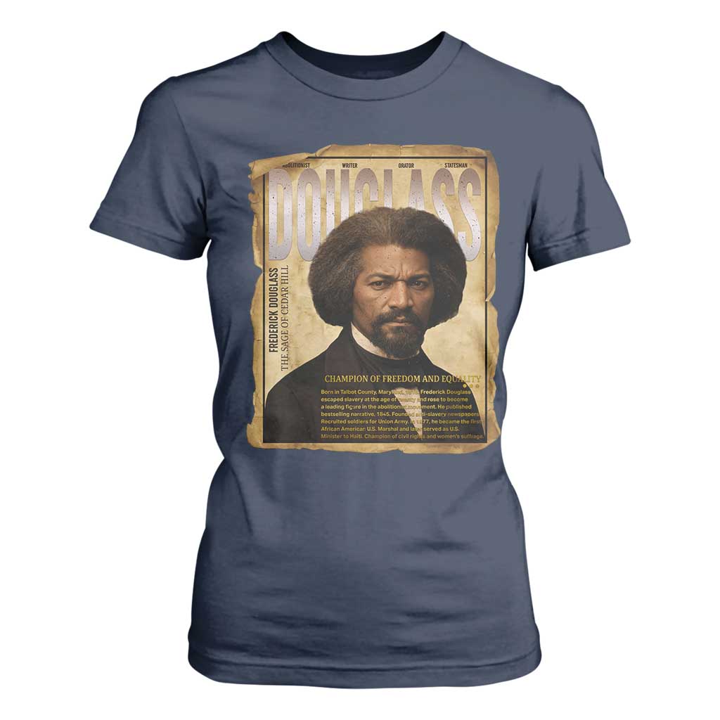 Frederick Douglass Historical Newspaper T Shirt For Women The Sage Of Cedar Hill TS12 Navy Print Your Wear