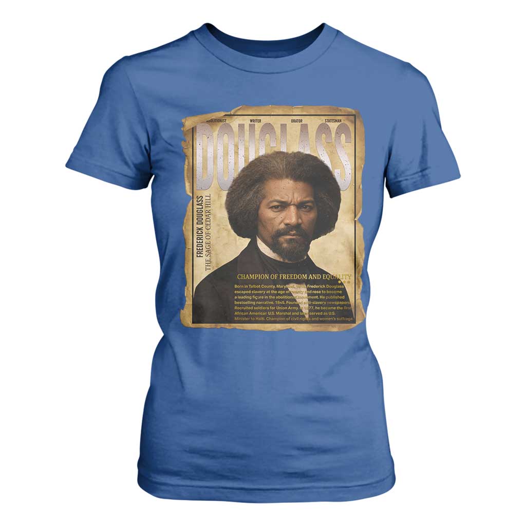 Frederick Douglass Historical Newspaper T Shirt For Women The Sage Of Cedar Hill TS12 Royal Blue Print Your Wear