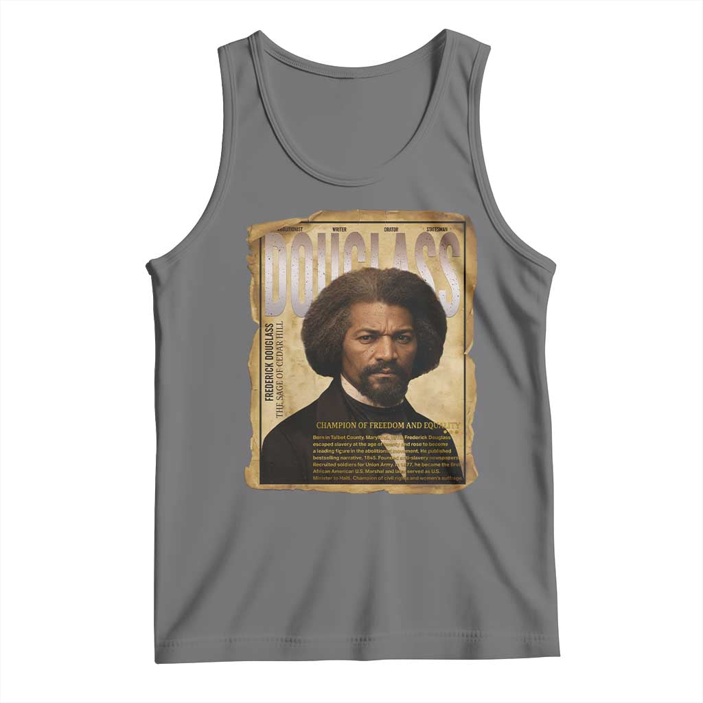 Frederick Douglass Historical Newspaper Tank Top The Sage Of Cedar Hill TS12 Black Heather Print Your Wear