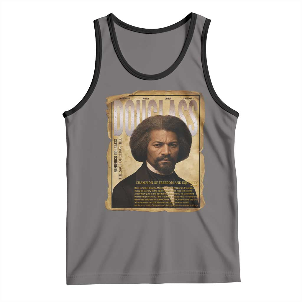 Frederick Douglass Historical Newspaper Tank Top The Sage Of Cedar Hill TS12 Deep Heather Black Print Your Wear