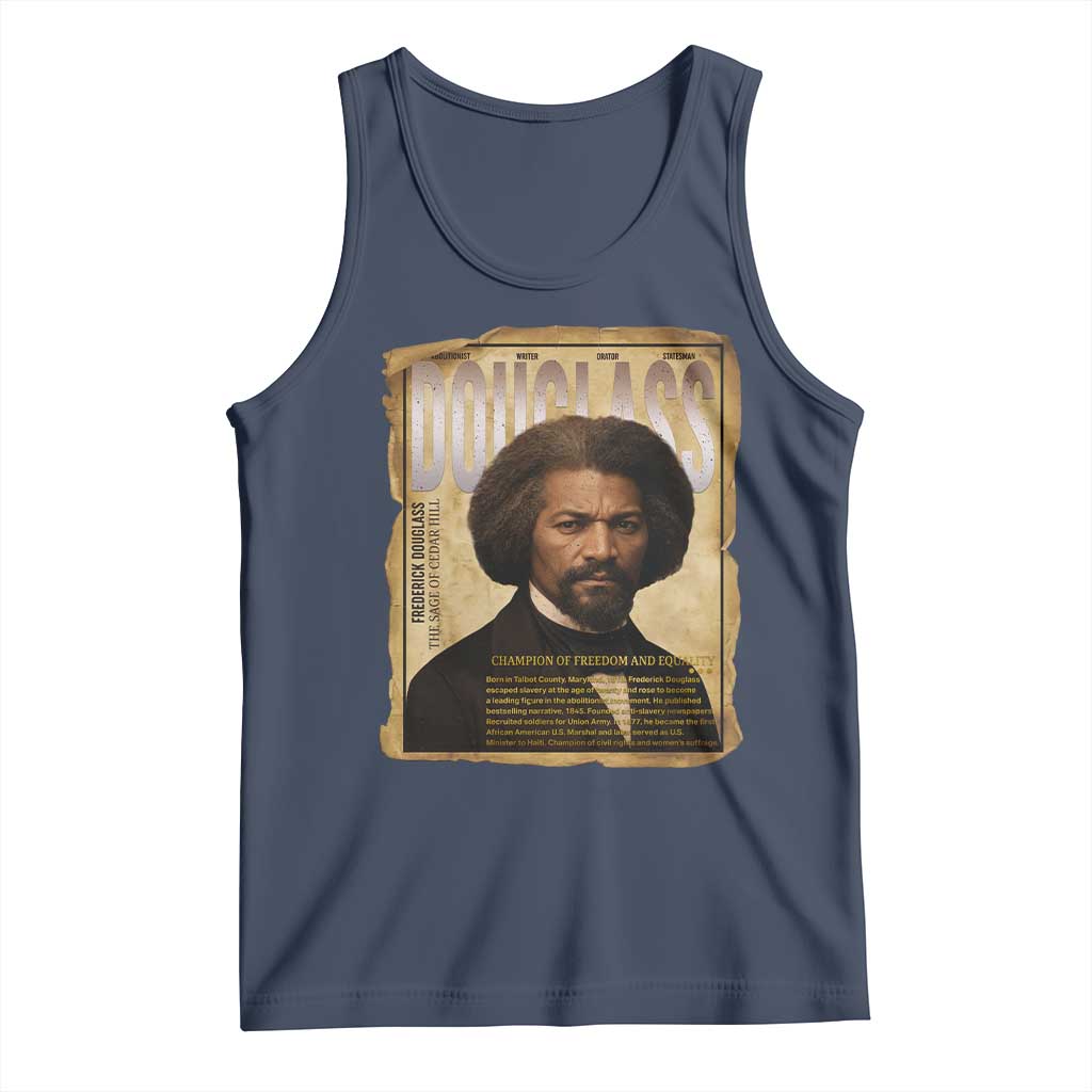 Frederick Douglass Historical Newspaper Tank Top The Sage Of Cedar Hill TS12 Navy Print Your Wear