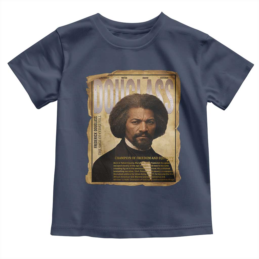 Frederick Douglass Historical Newspaper Toddler T Shirt The Sage Of Cedar Hill TS12 Navy Print Your Wear