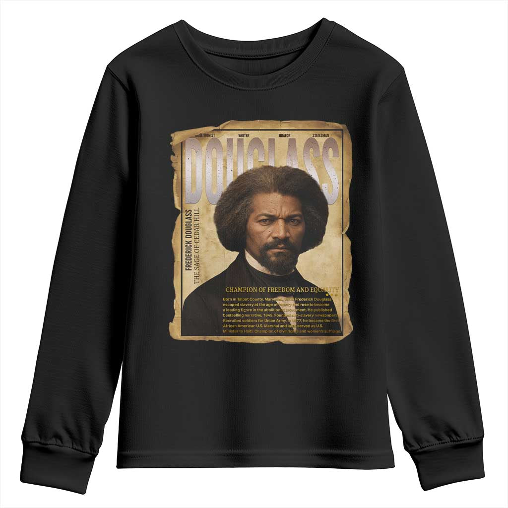 Frederick Douglass Historical Newspaper Youth Sweatshirt The Sage Of Cedar Hill TS12 Black Print Your Wear