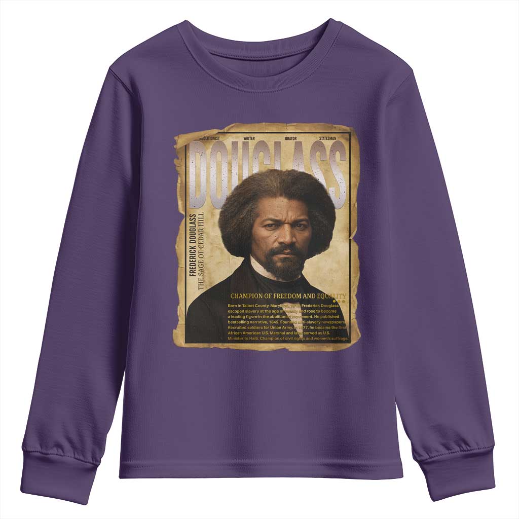Frederick Douglass Historical Newspaper Youth Sweatshirt The Sage Of Cedar Hill TS12 Purple Print Your Wear