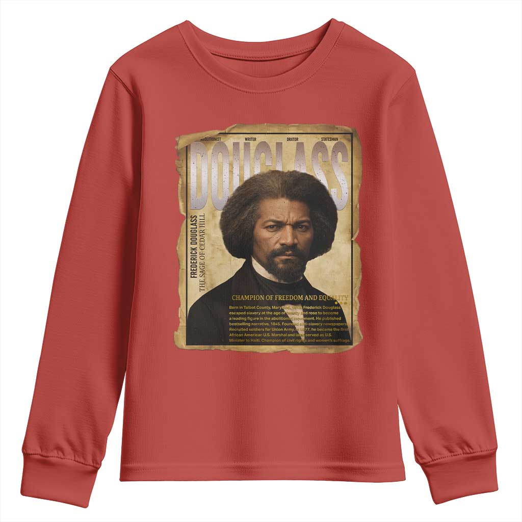 Frederick Douglass Historical Newspaper Youth Sweatshirt The Sage Of Cedar Hill TS12 Red Print Your Wear