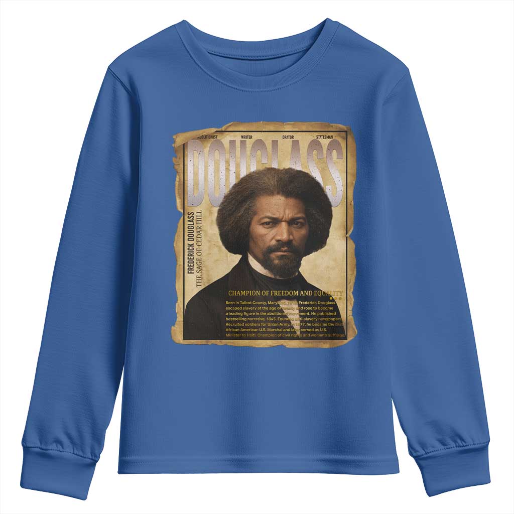 Frederick Douglass Historical Newspaper Youth Sweatshirt The Sage Of Cedar Hill TS12 Royal Blue Print Your Wear