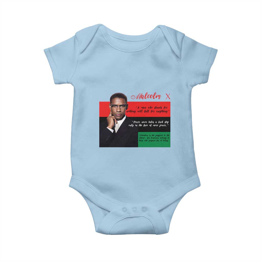 Motivational Malcolm X Quote Baby Onesie Black History Month Gift TS12 Light Blue Print Your Wear