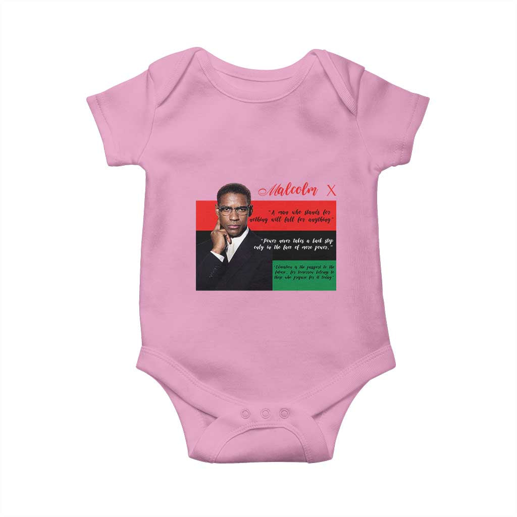Motivational Malcolm X Quote Baby Onesie Black History Month Gift TS12 Light Pink Print Your Wear