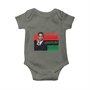 Motivational Malcolm X Quote Baby Onesie Black History Month Gift TS12 Military Green Print Your Wear