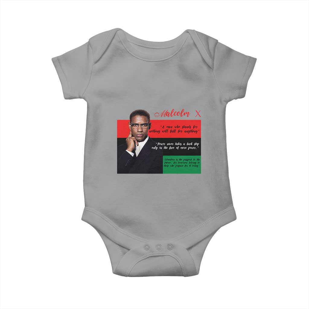 Motivational Malcolm X Quote Baby Onesie Black History Month Gift TS12 Sport Gray Print Your Wear