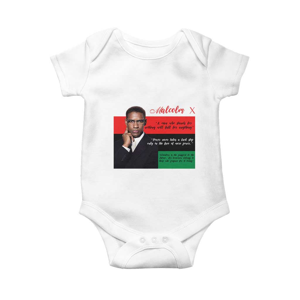 Motivational Malcolm X Quote Baby Onesie Black History Month Gift TS12 White Print Your Wear
