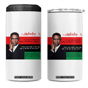 Motivational Malcolm X Quote 4 in 1 Can Cooler Tumbler Black History Month Gift TS12 One Size: 16 oz White Print Your Wear