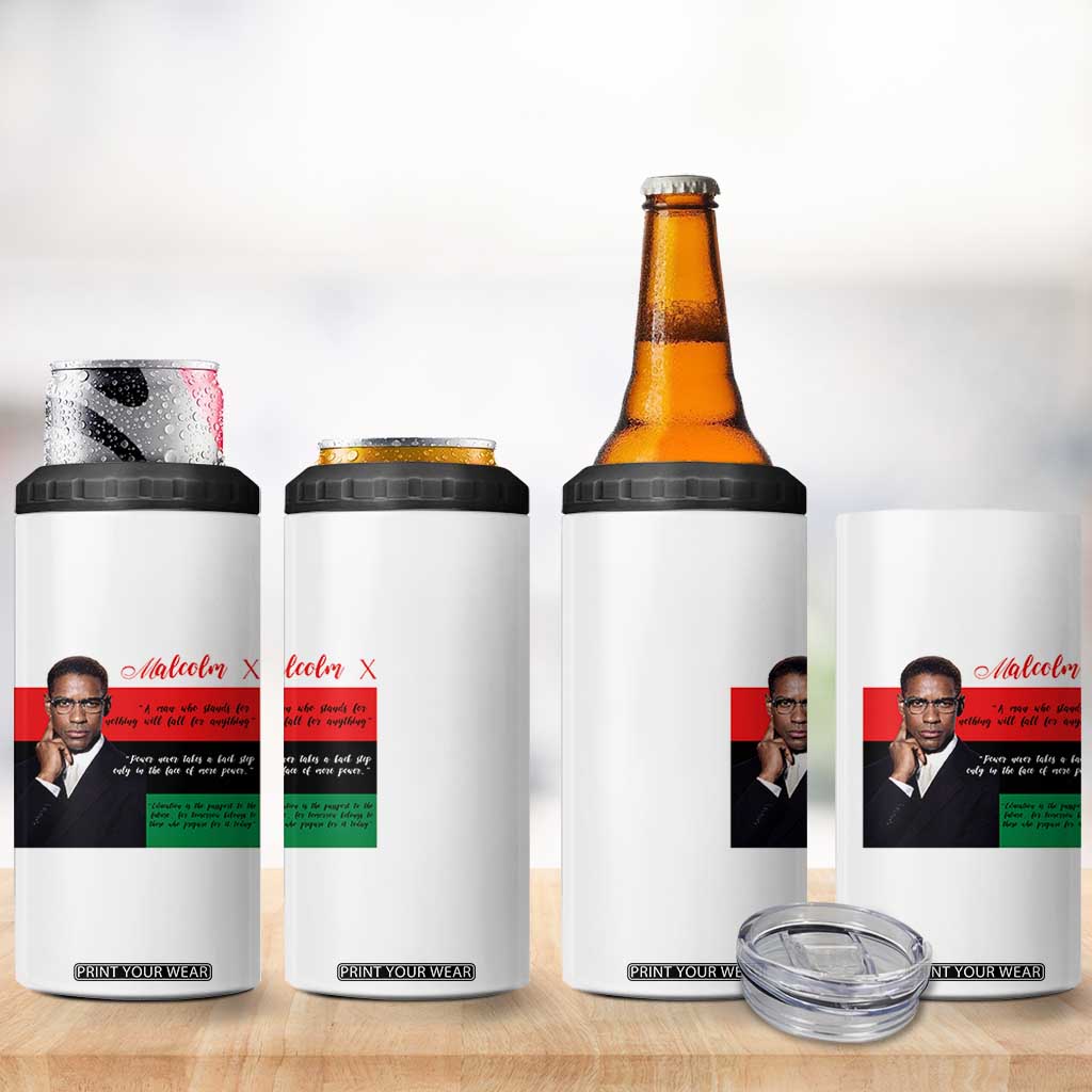Motivational Malcolm X Quote 4 in 1 Can Cooler Tumbler Black History Month Gift TS12 Print Your Wear