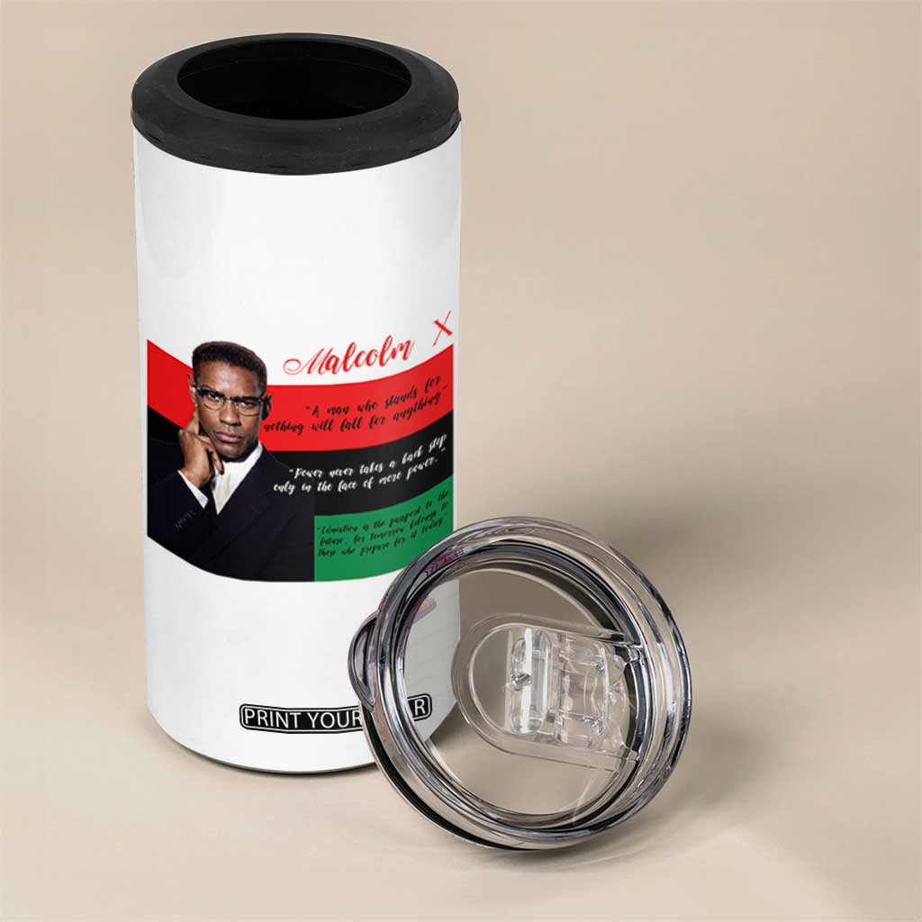 Motivational Malcolm X Quote 4 in 1 Can Cooler Tumbler Black History Month Gift TS12 Print Your Wear