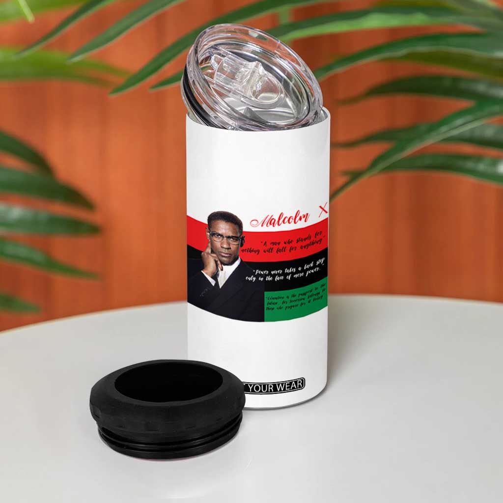 Motivational Malcolm X Quote 4 in 1 Can Cooler Tumbler Black History Month Gift TS12 Print Your Wear